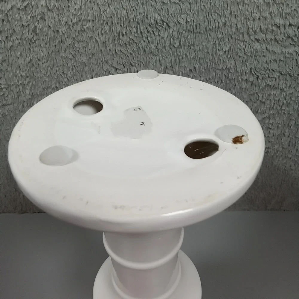 Modern White Ceramic Tiered Candlestick Holder‎ Sculptural Pillar Stand 12.5